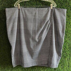 Lane Bryant Knit Houndstooth Faux Wrap Pencil Skirt Plus Curvy